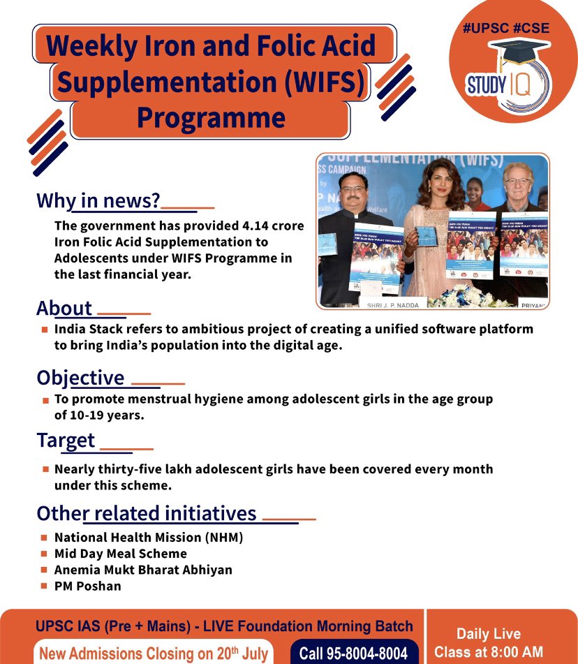 Dr. Muthulakshmi Reddy Memorial Weekly Iron and Folic Acid Supplementation Program